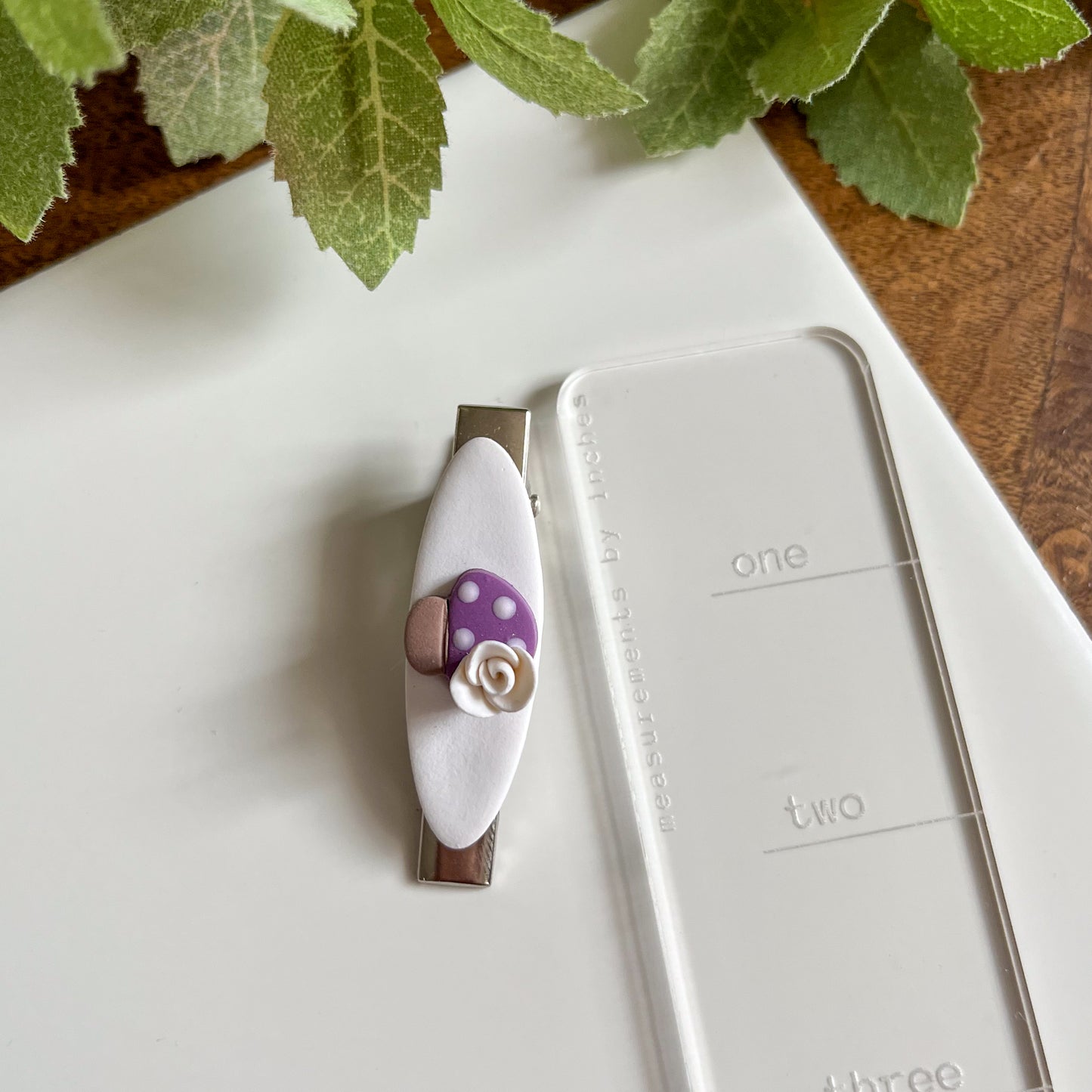 Purple mushroom hair clip | 1.75" alligator clip