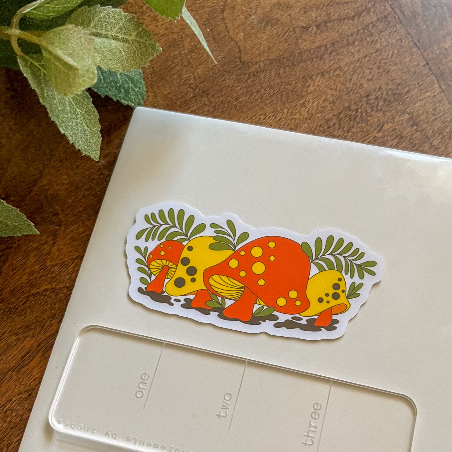 Orange and yellow mushroom sticker