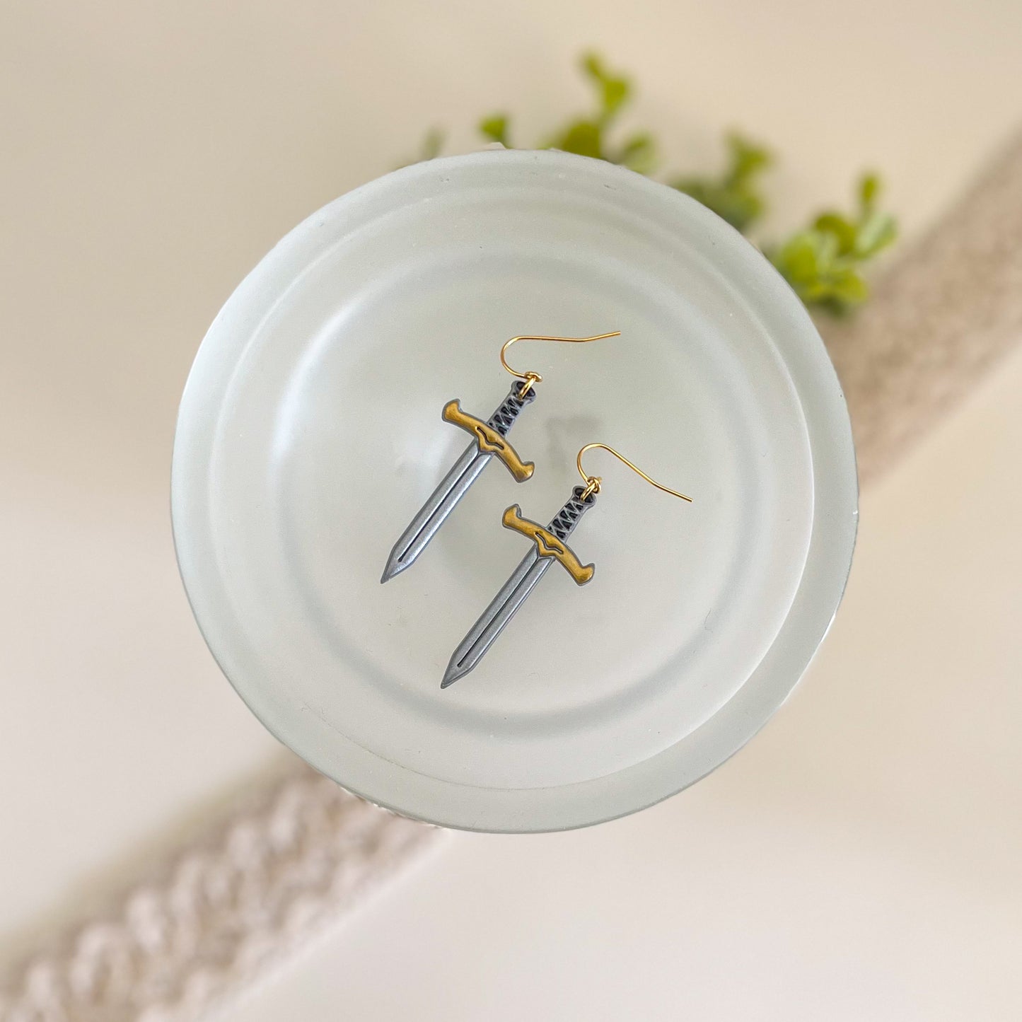 Silver sword earrings | 18k gold plated