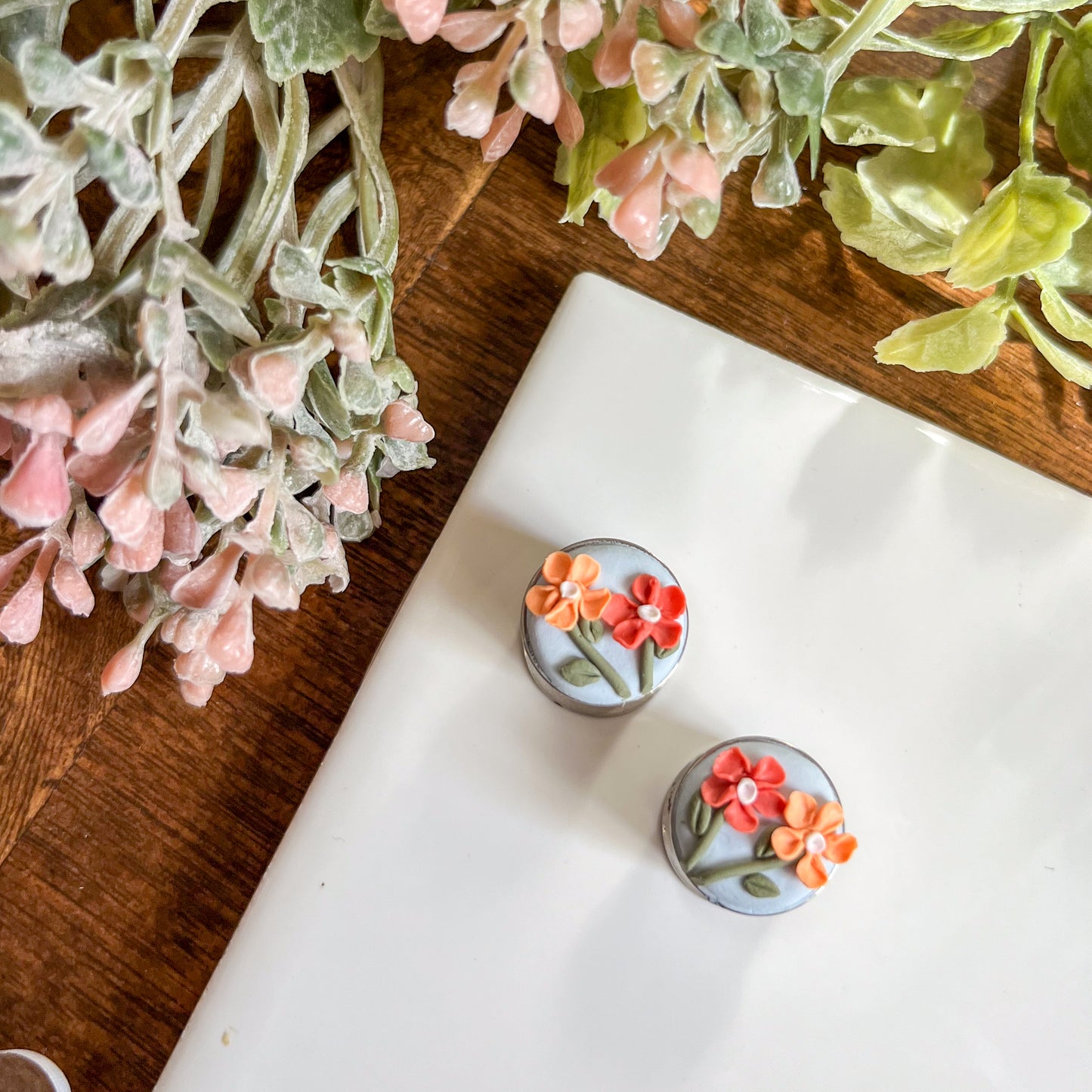 Sky blue floral plug | stainless steel