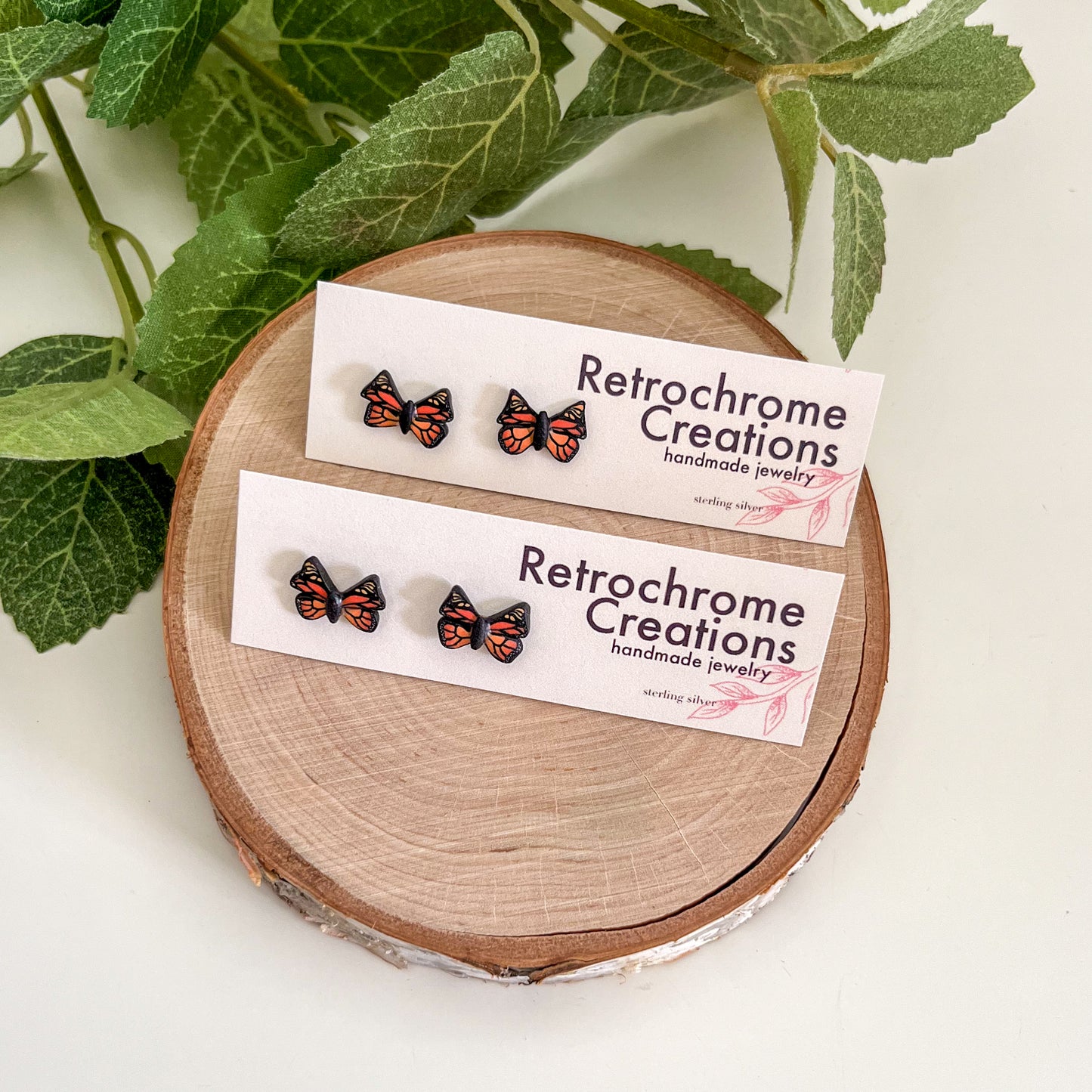 Monarch butterfly stud | sterling silver