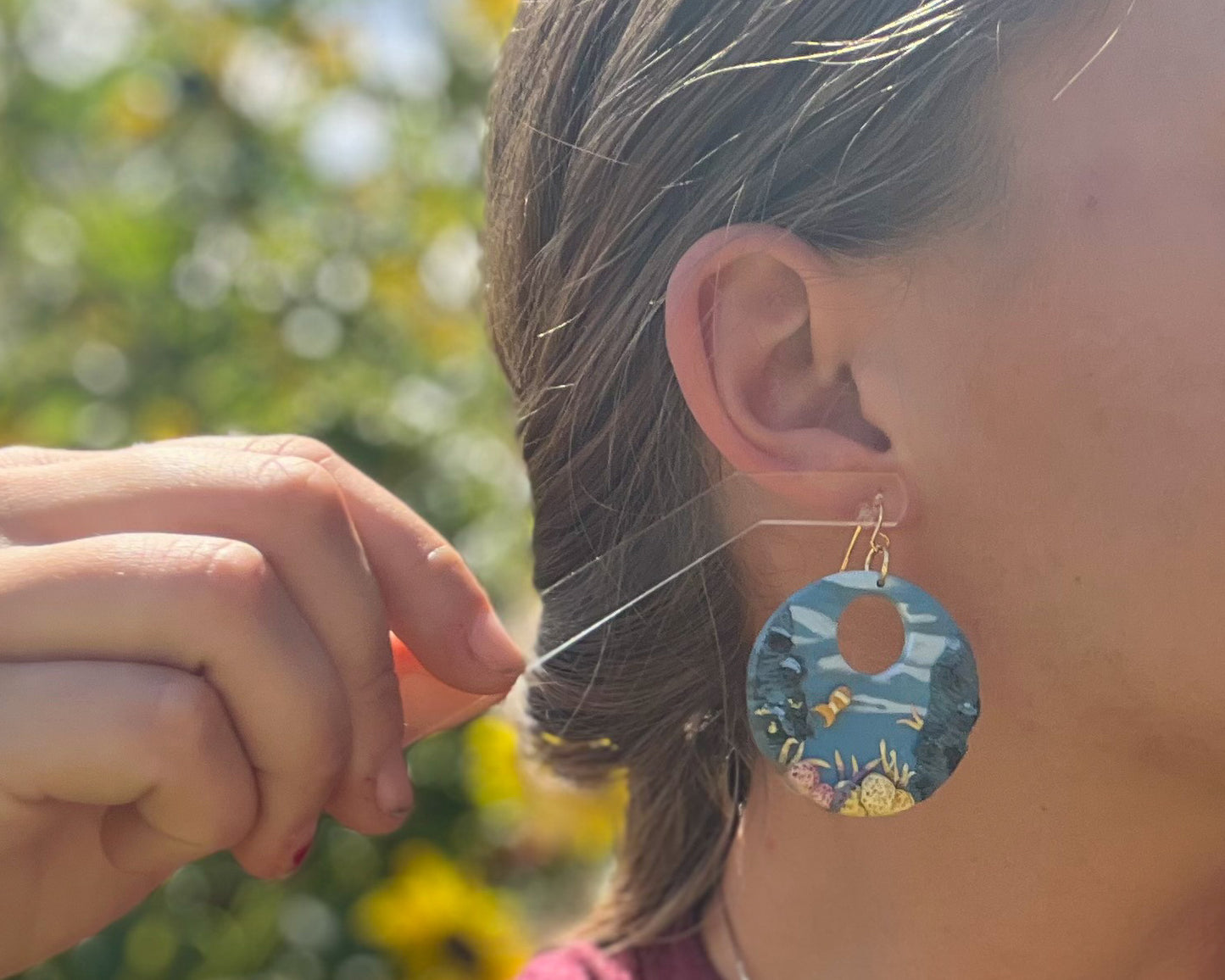 Aquascape ocean landscape earrings | 18k gold plated