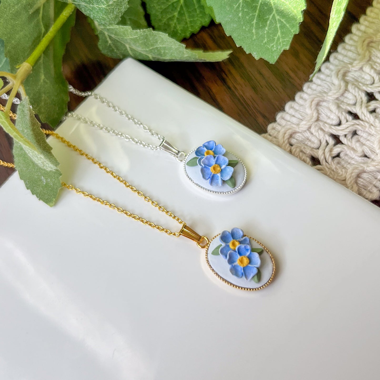 Forget-me-not set (earrings and/or necklace) | multiple metals