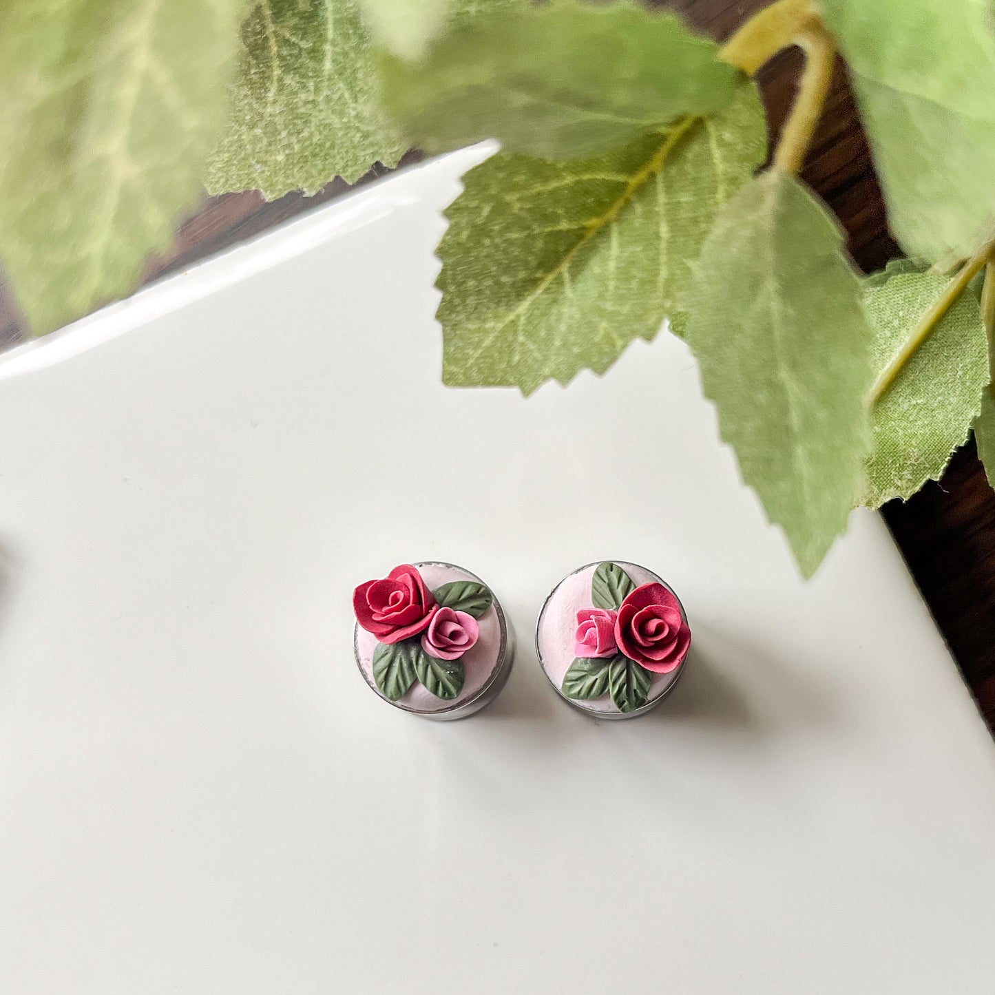 Pink rose plug | stainless steel