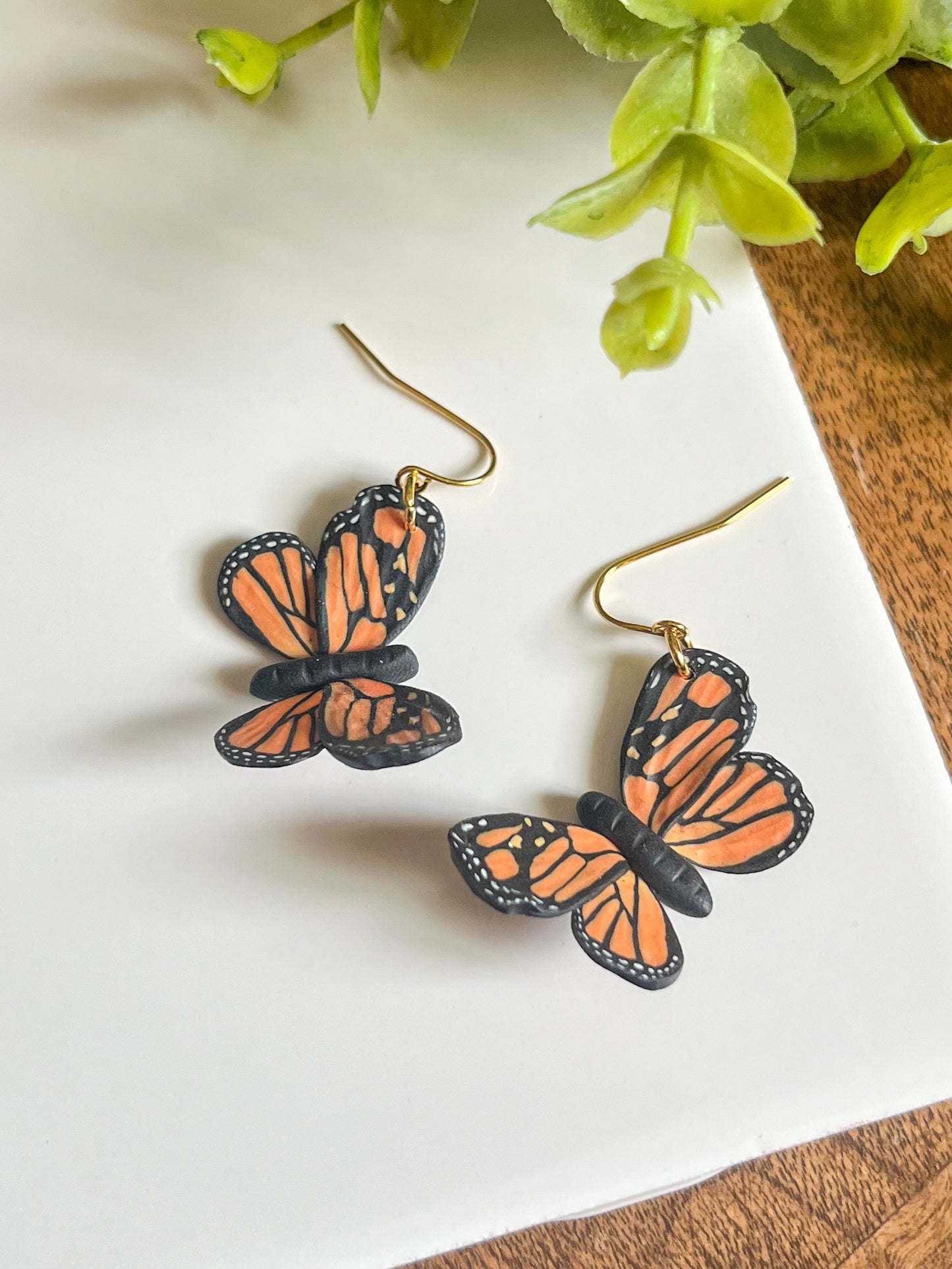 3D Monarch Butterfly Earrings | 18k gold-plated