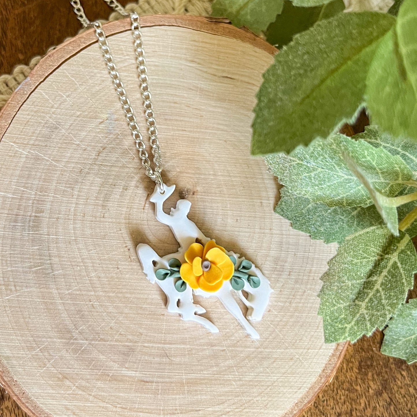 UWYO steamboat necklace (white) OFFICIALLY LICENSED | 18 " chain