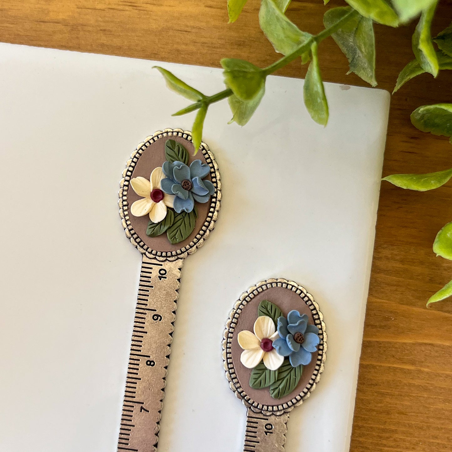 Cool toned neutral bouquet bookmark (long)