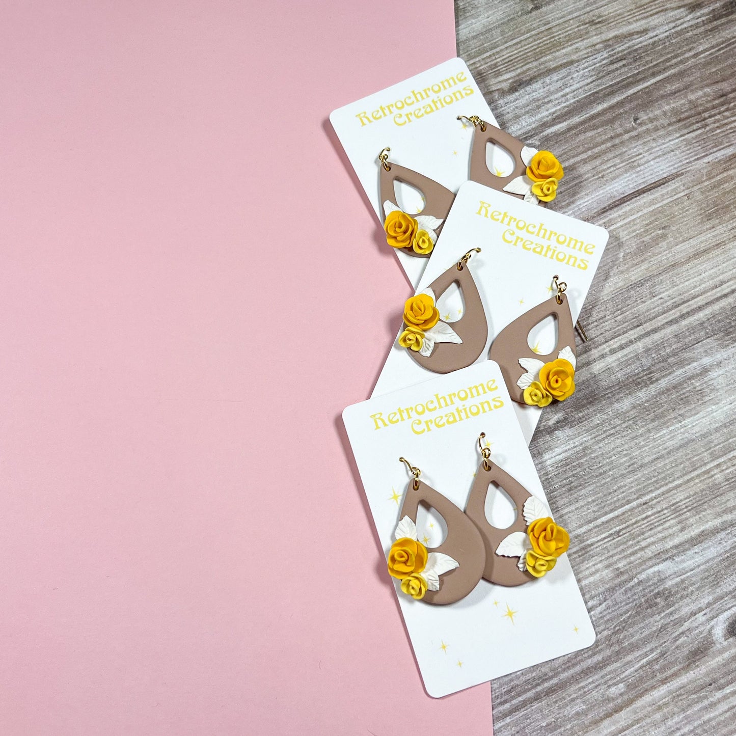 Yellow rose teardrop earring | 18k gold plated