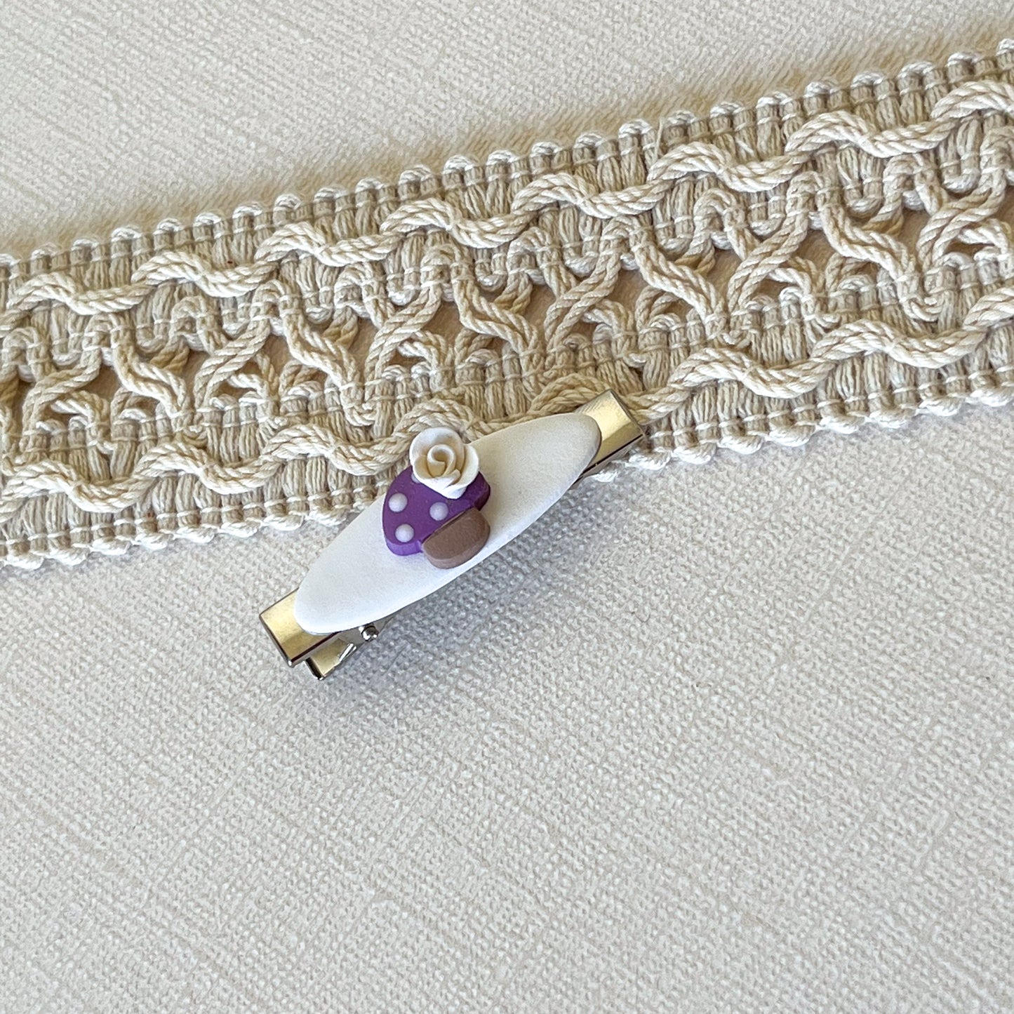 Purple mushroom hair clip | 1.75" alligator clip