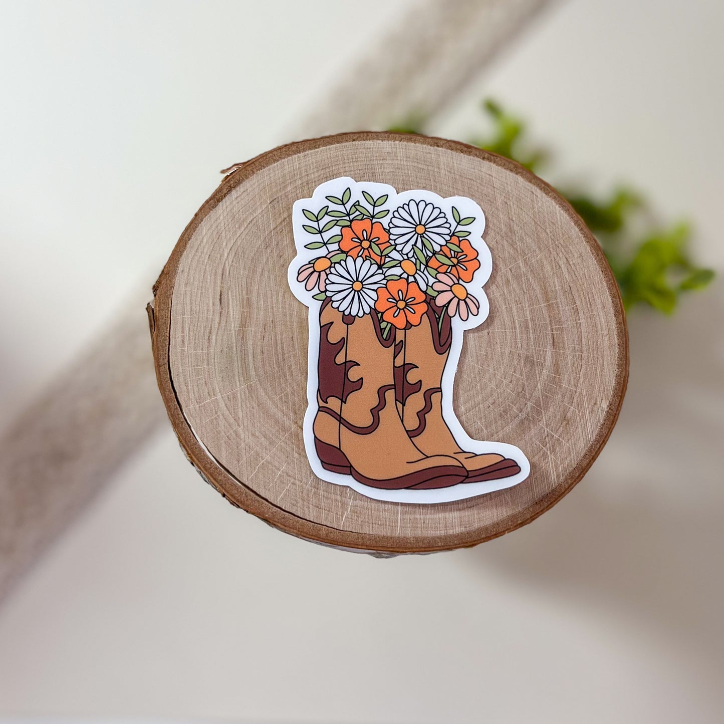 Floral cowgirl boot sticker