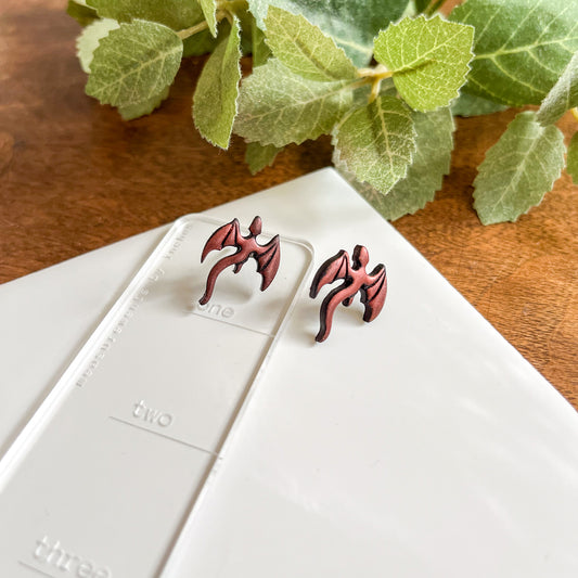 Red dragon studs | sterling silver