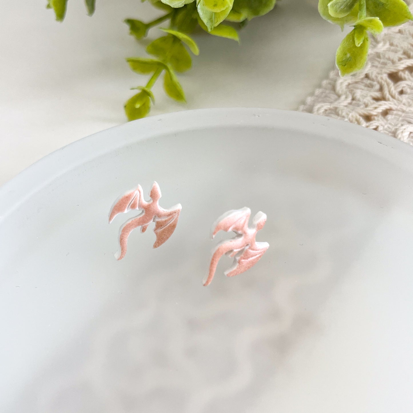 Rose gold dragon studs | sterling silver