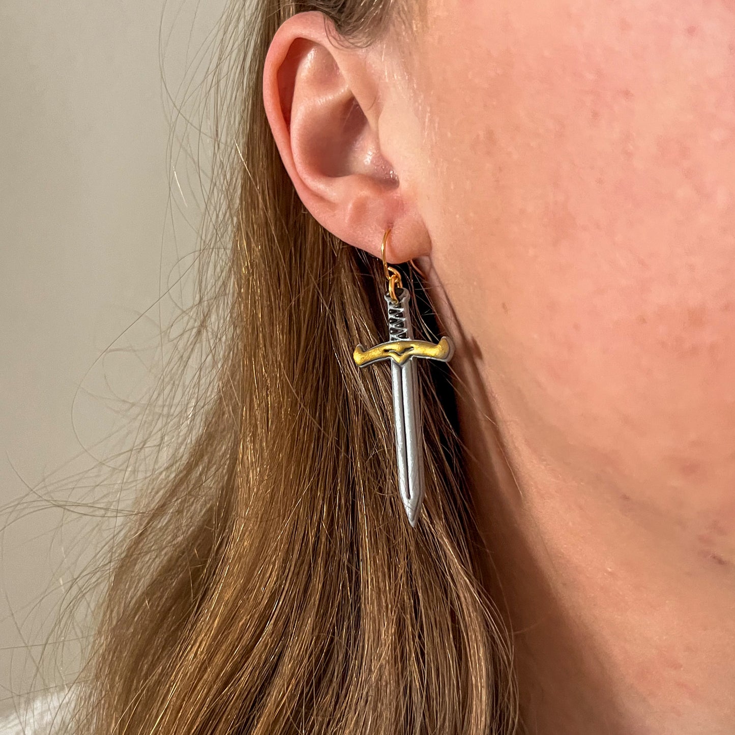 Silver sword earrings | 18k gold plated