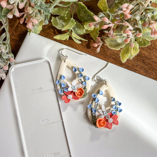 Pastel rainbow floral earrings | sterling silver