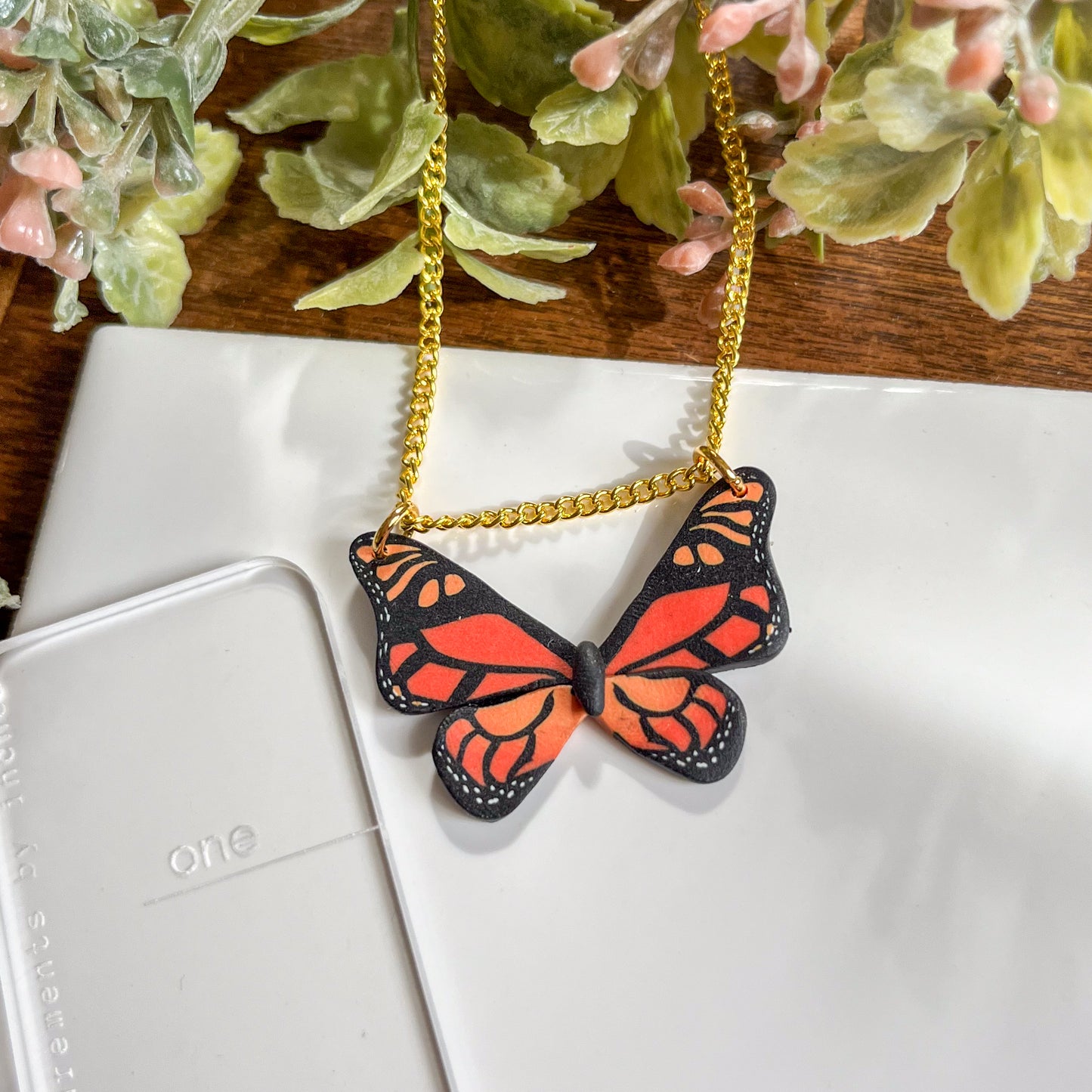 Monarch butterfly necklace | 18" chain