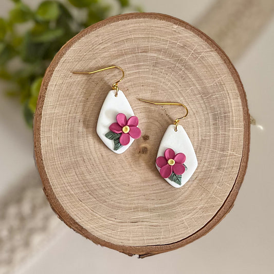 Basic pink floral earring | 18k gold plated