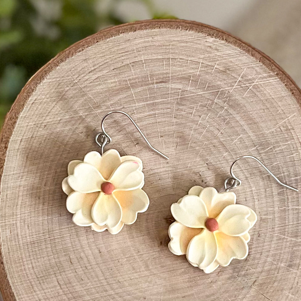 Light orange flower earring | sterling silver