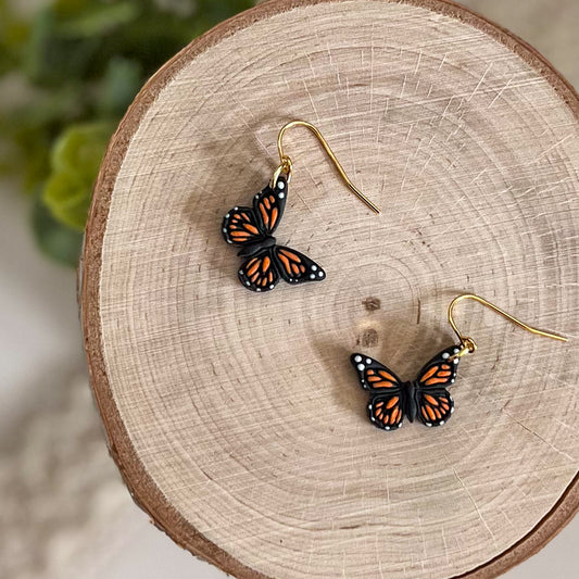 Orange butterfly earrings | 18k gold plated