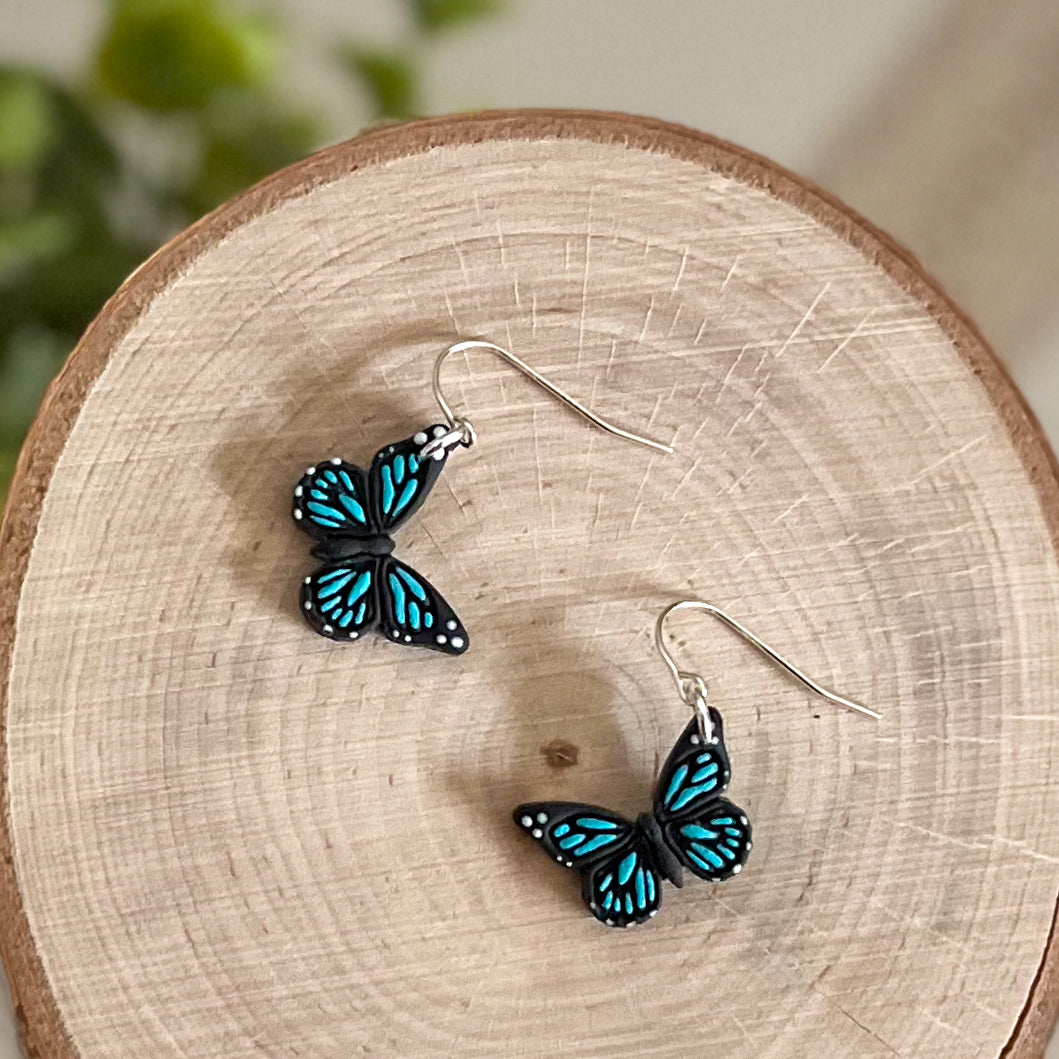 Blue butterfly earrings | sterling silver