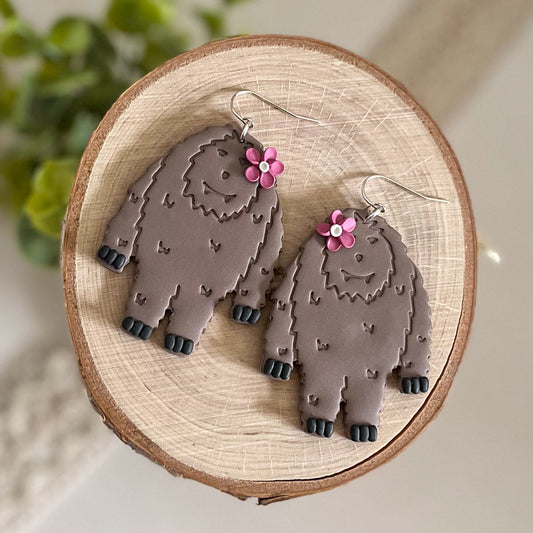 Bigfoot with a flower earrings | sterling silver