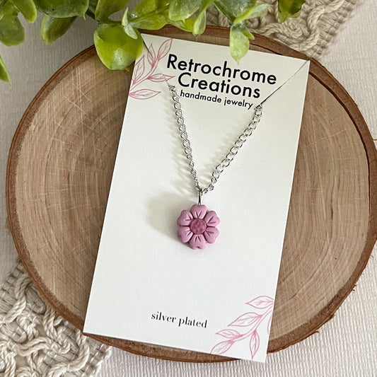 Pink flower necklace | 18" chain