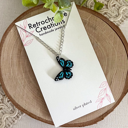 Blue butterfly necklace | 18" chain