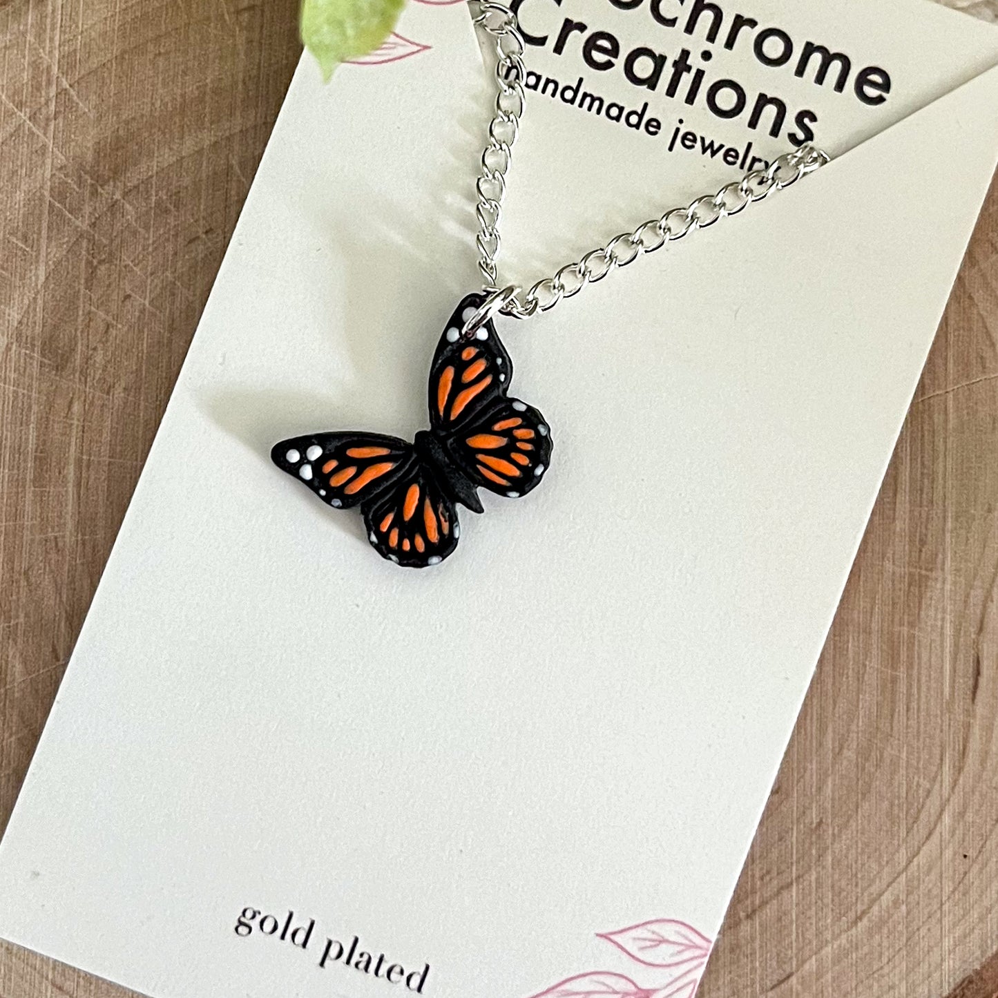 Orange butterfly necklace | 18" chain