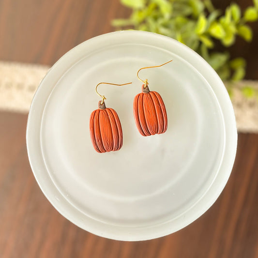 Orange pumpkin earrings | 18k gold plated