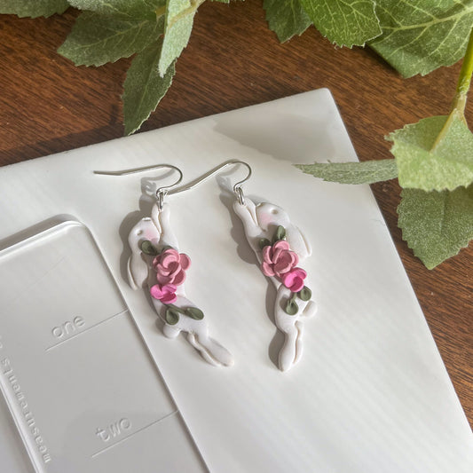 Floral rabbit earrings | sterling silver