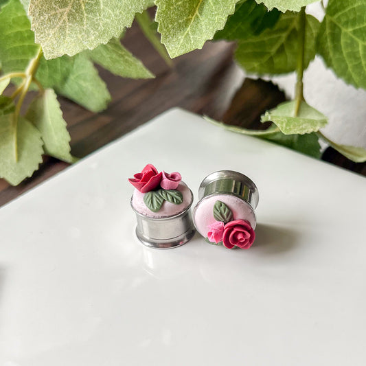 Pink rose plug | stainless steel