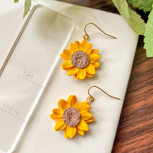 Whole sunflower earrings | 18k gold plated