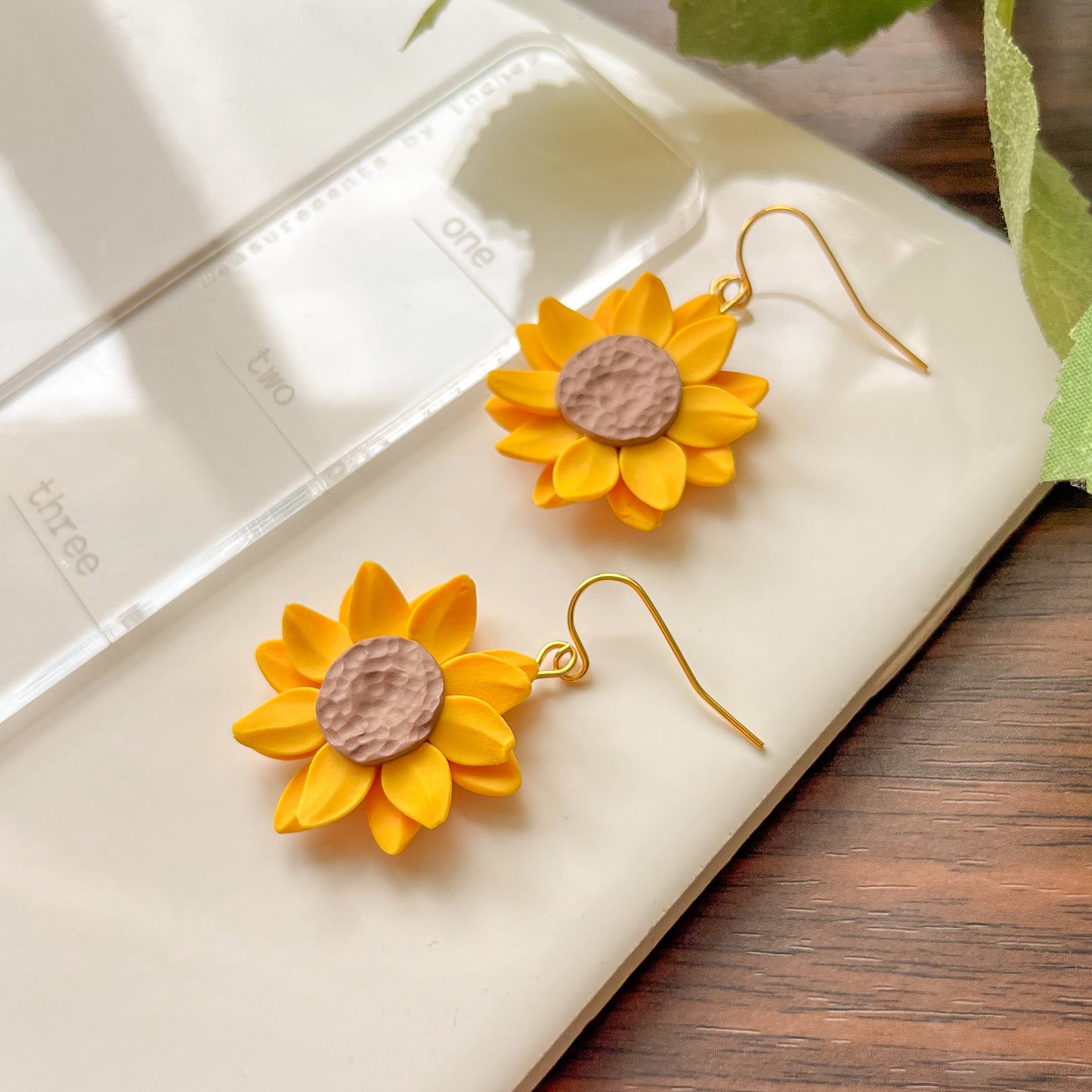 Whole sunflower earrings | 18k gold plated