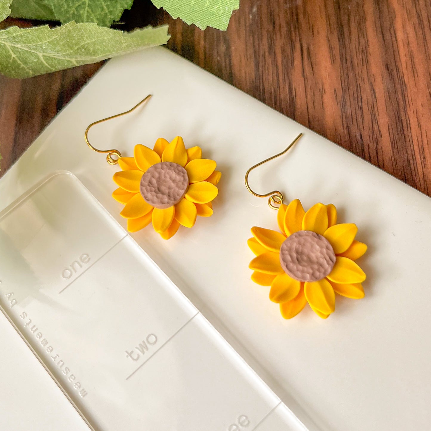 Whole sunflower earrings | 18k gold plated