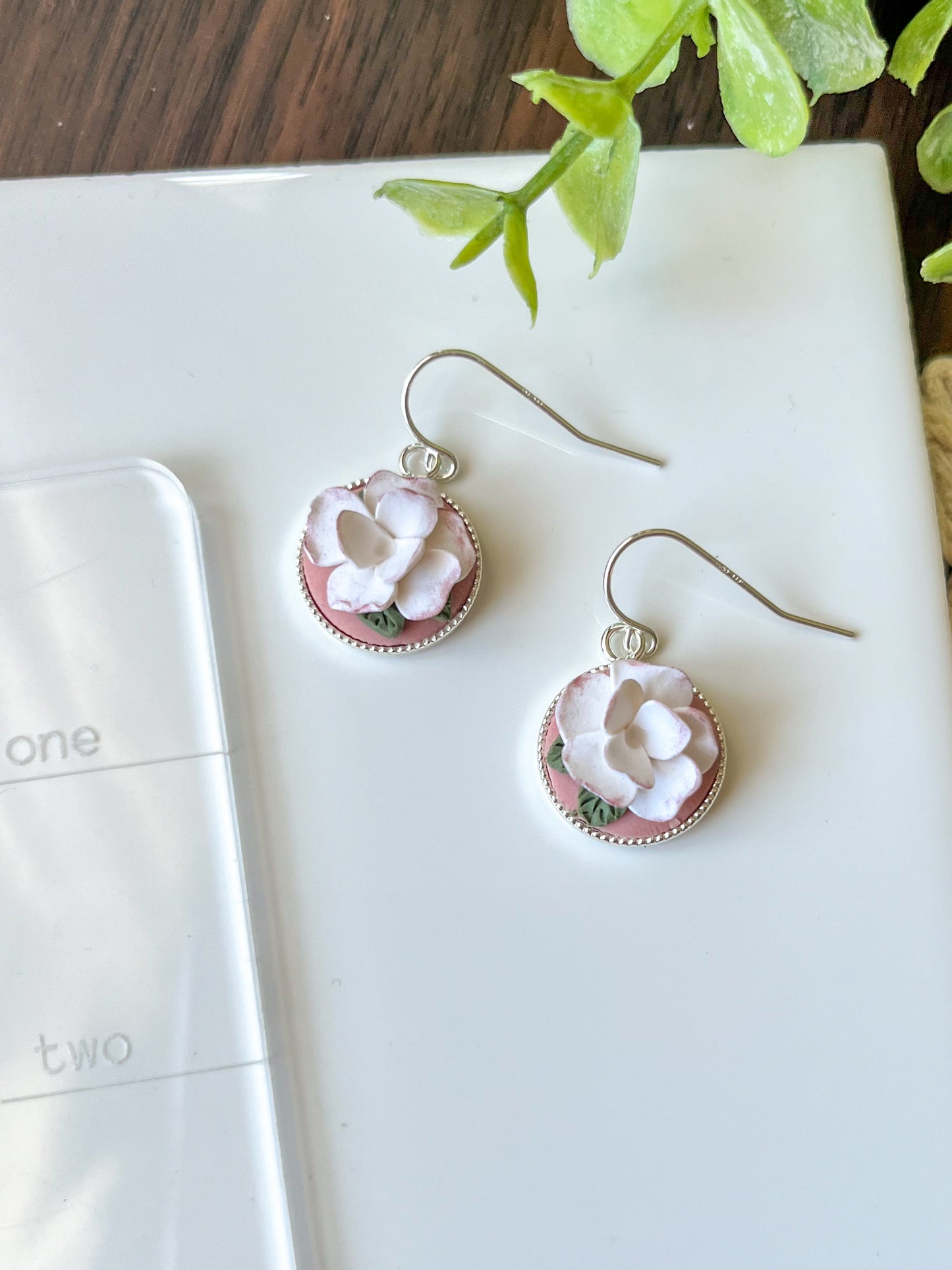 Dusty rose flower set (earrings and/or necklace) | multiple metals