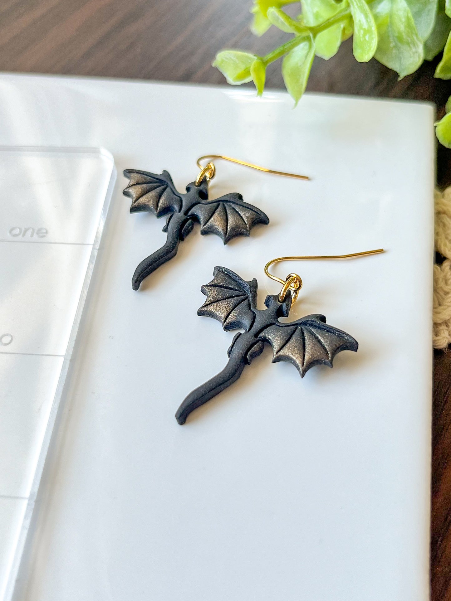 gold and black dragon earrings | 18k gold plated