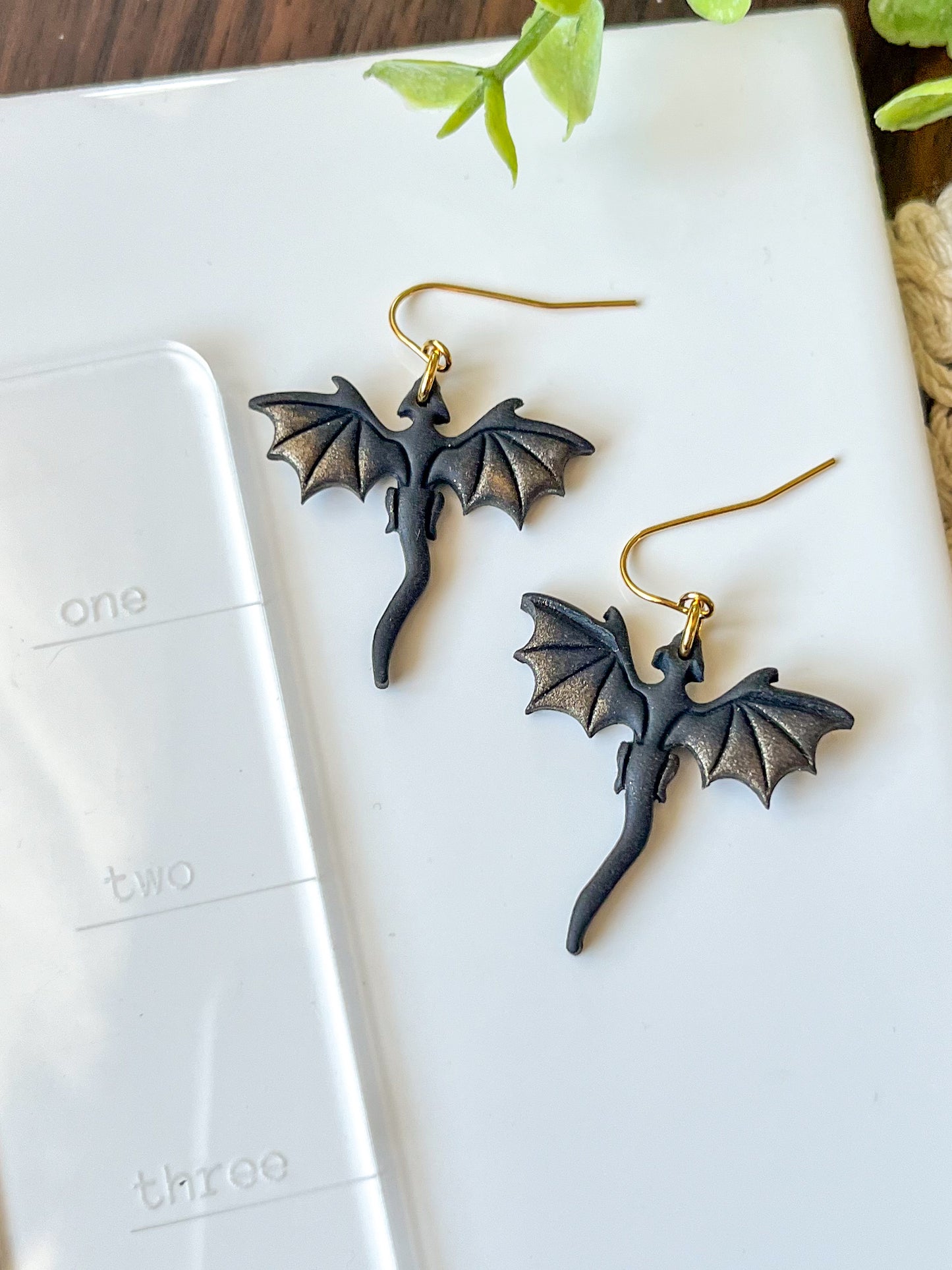 gold and black dragon earrings | 18k gold plated