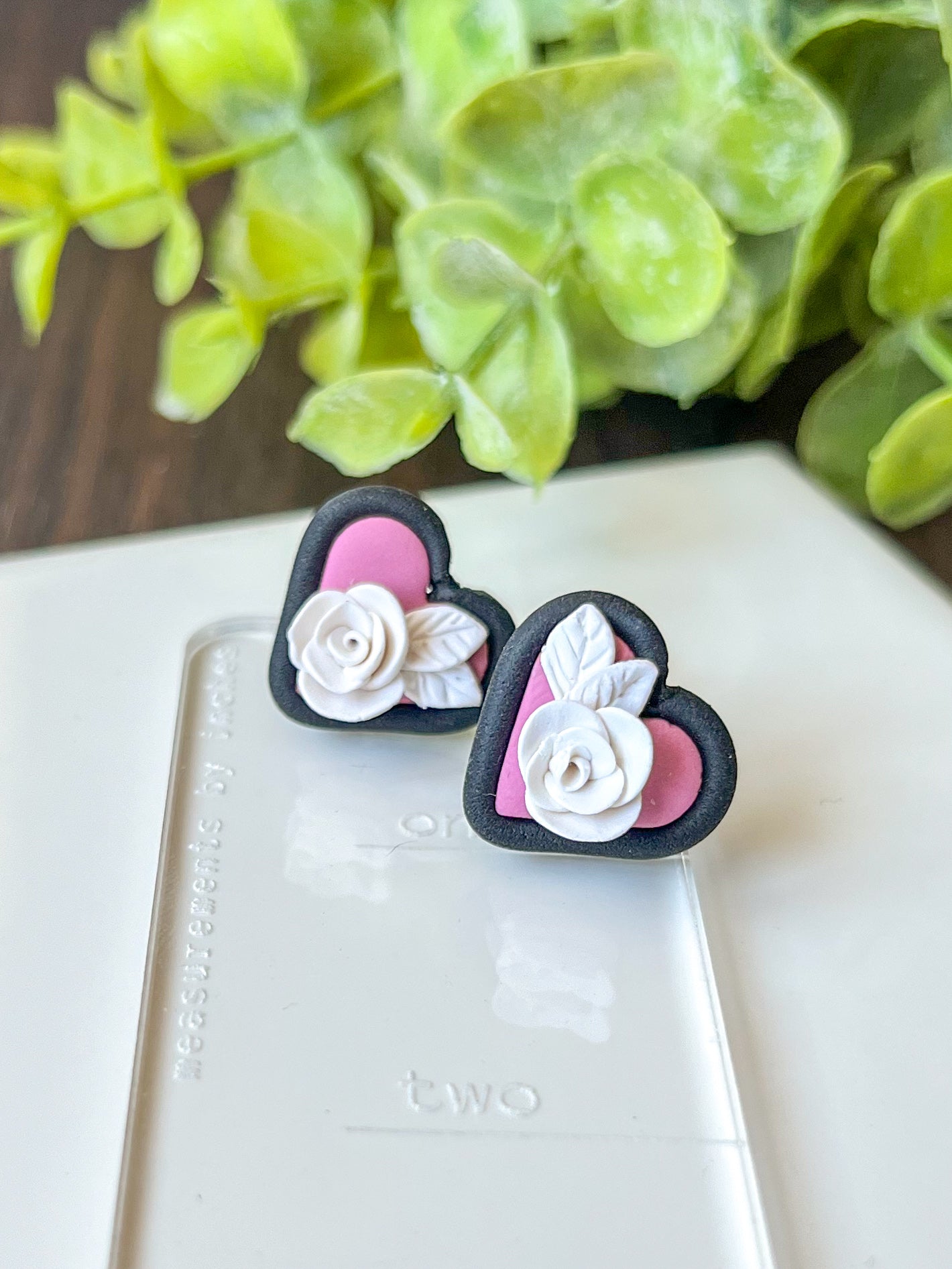 Rose heart studs | sterling silver