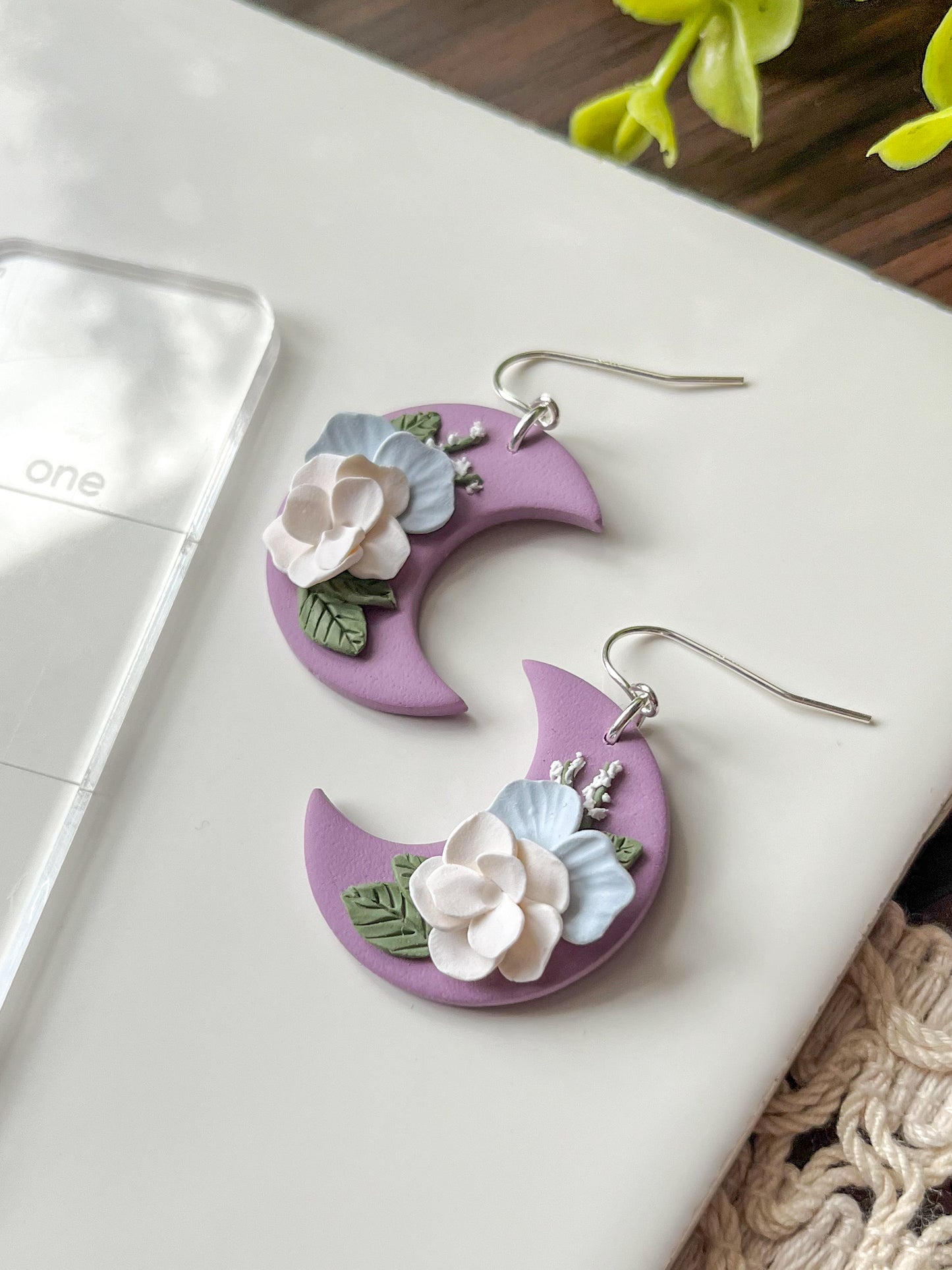 Purple moon earrings | sterling silver