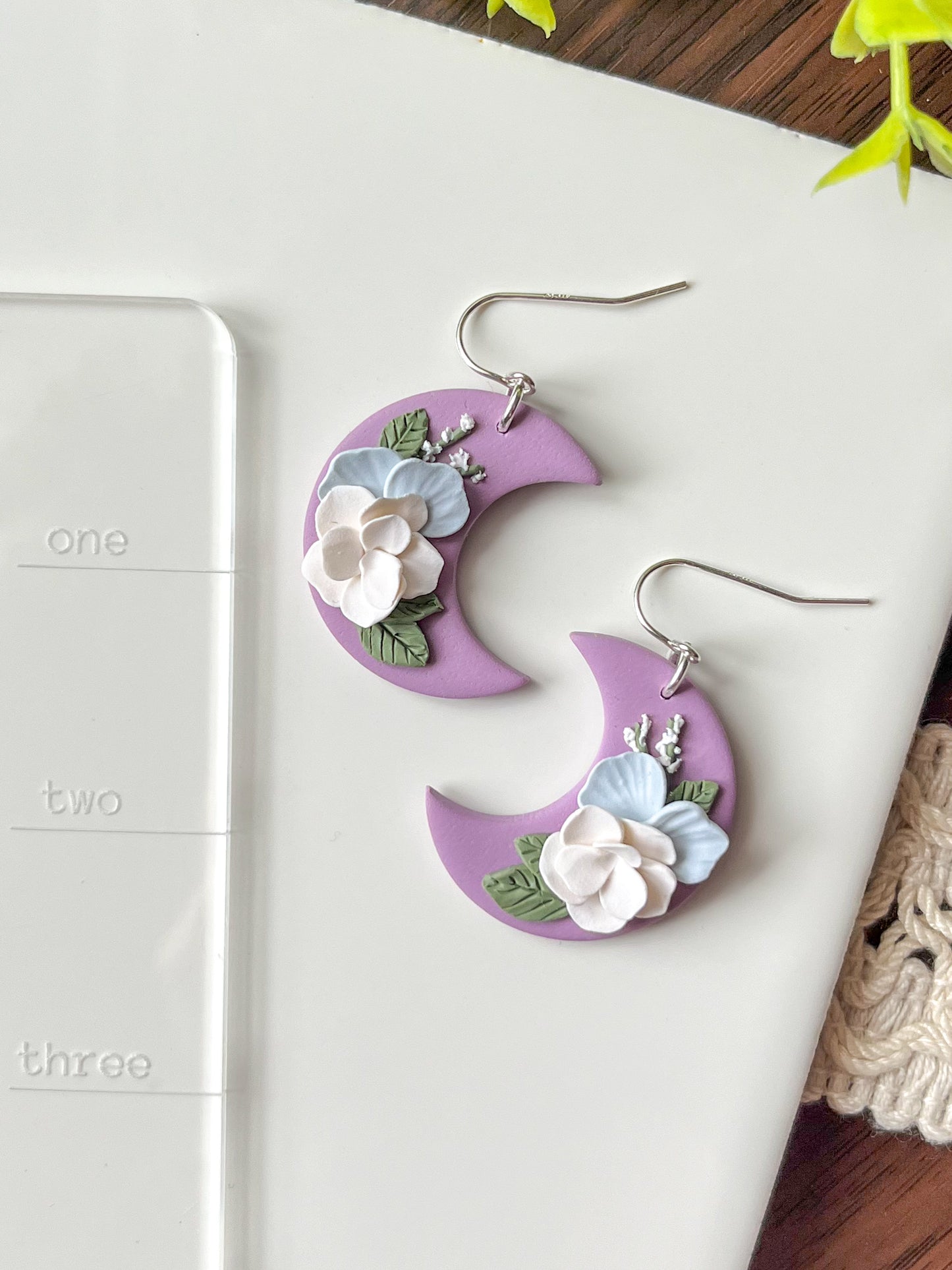 Purple moon earrings | sterling silver