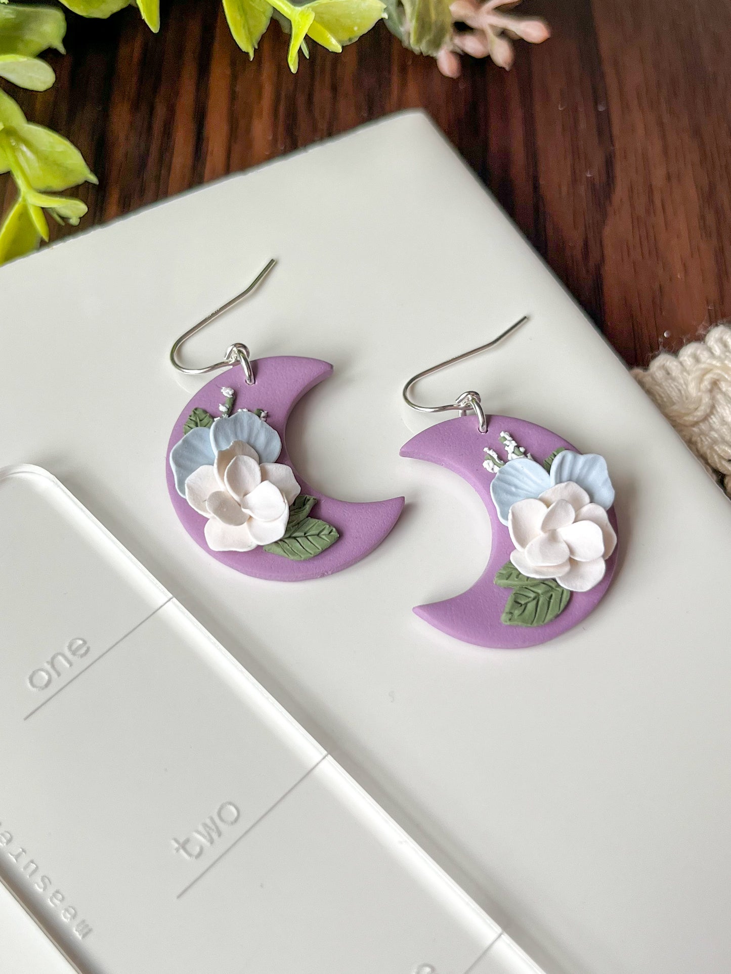 Purple moon earrings | sterling silver