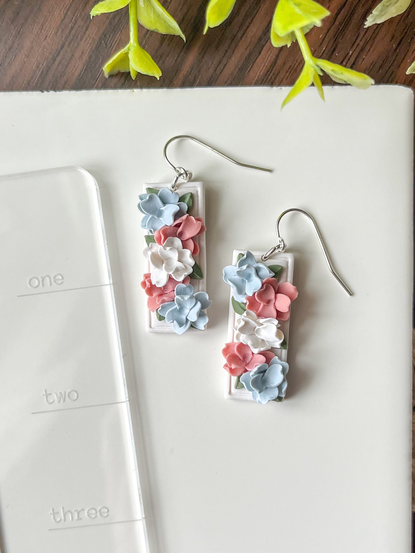 Trans pride flag floral earrings | sterling silver