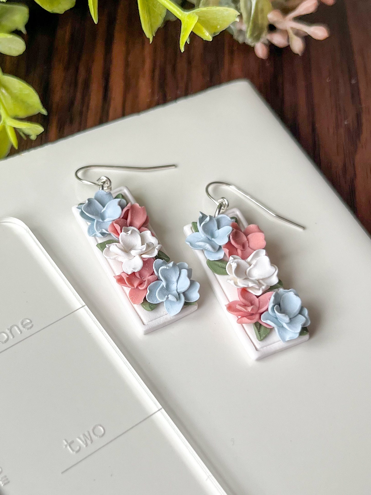 Trans pride flag floral earrings | sterling silver