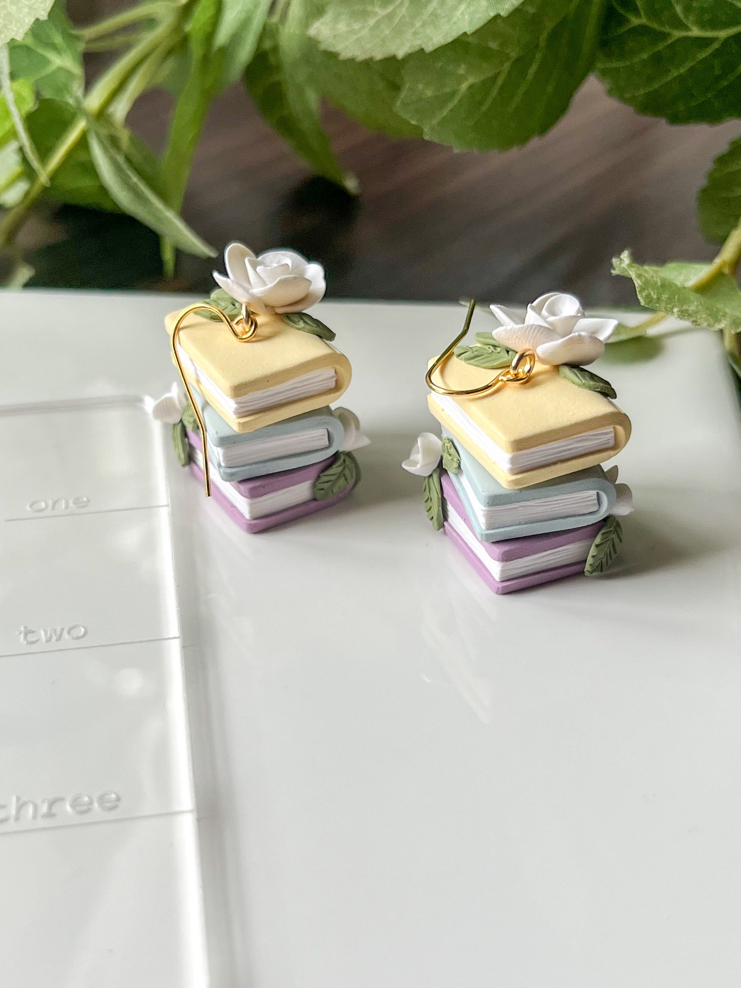 Pastel bookstack earrings | 18k gold plated