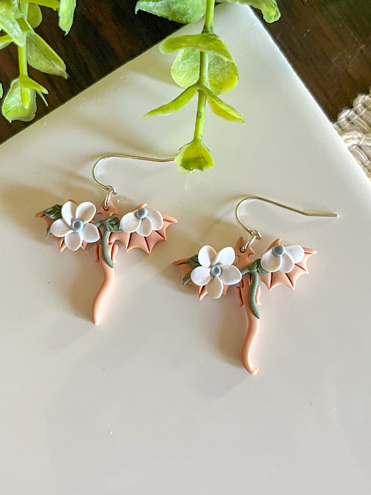 light orange dragon earrings | sterling silver