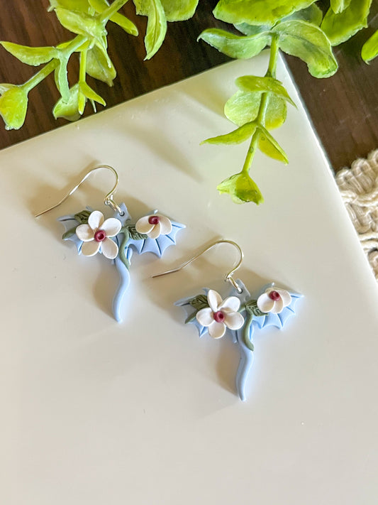 Sky blue dragon earrings | sterling silver
