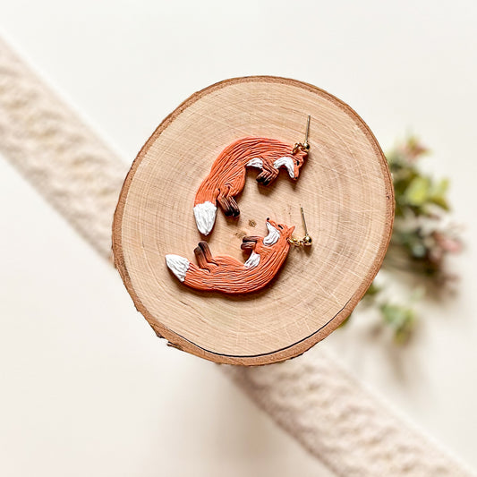 Red fox earrings | 24k gold plated