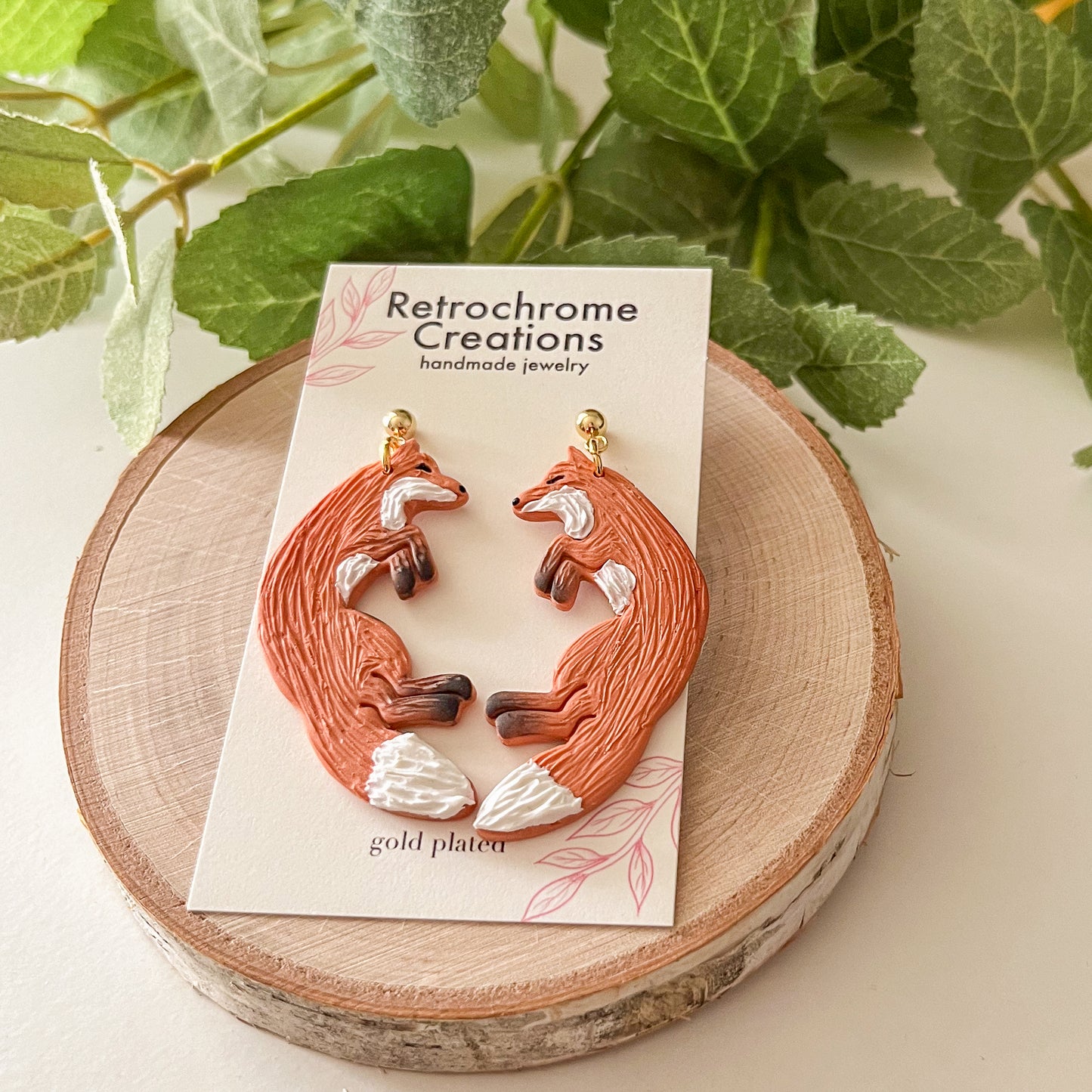 Red fox earrings | 24k gold plated
