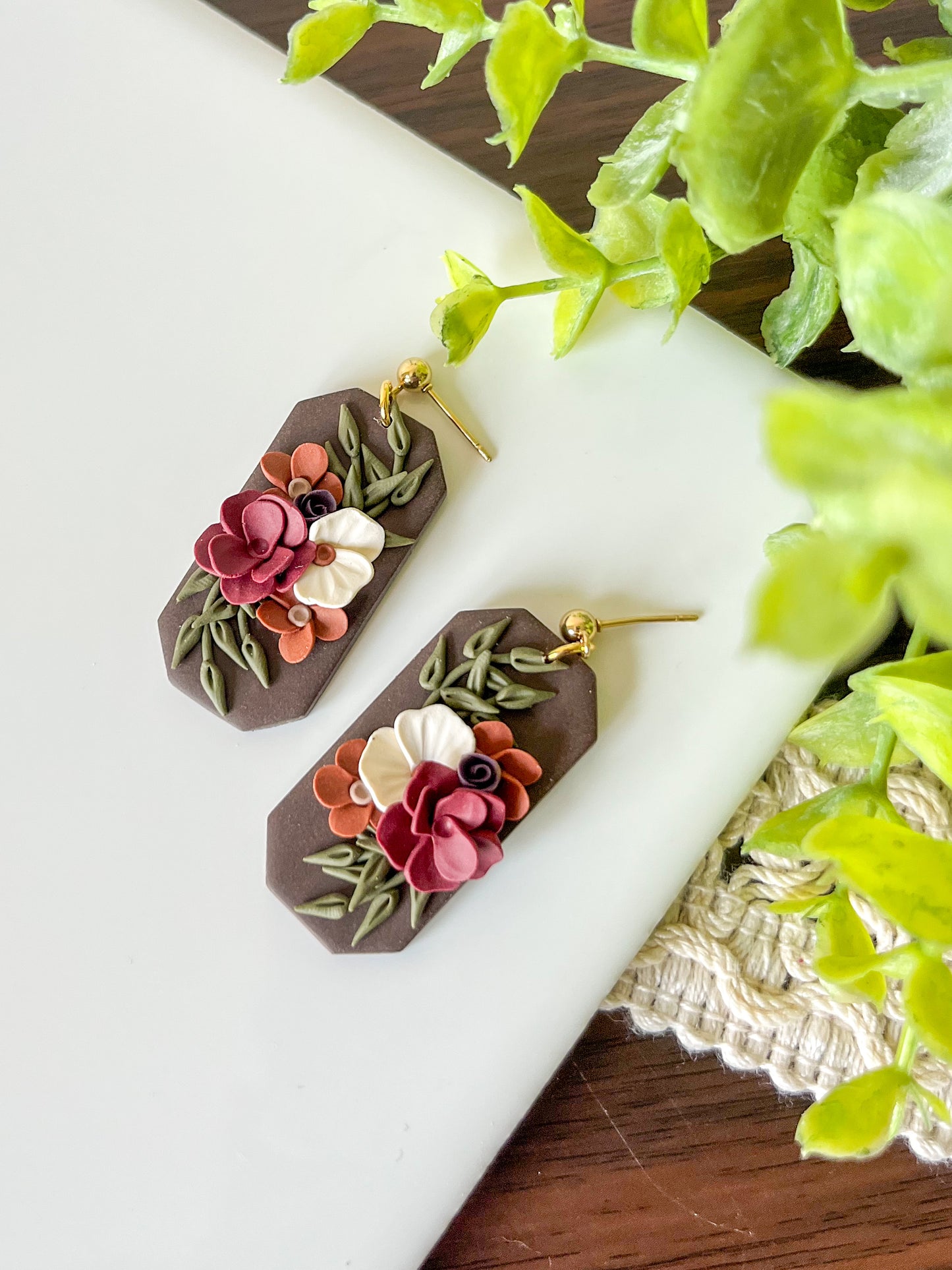 Jewel Tone Bouquet Earrings | 24k gold-plated