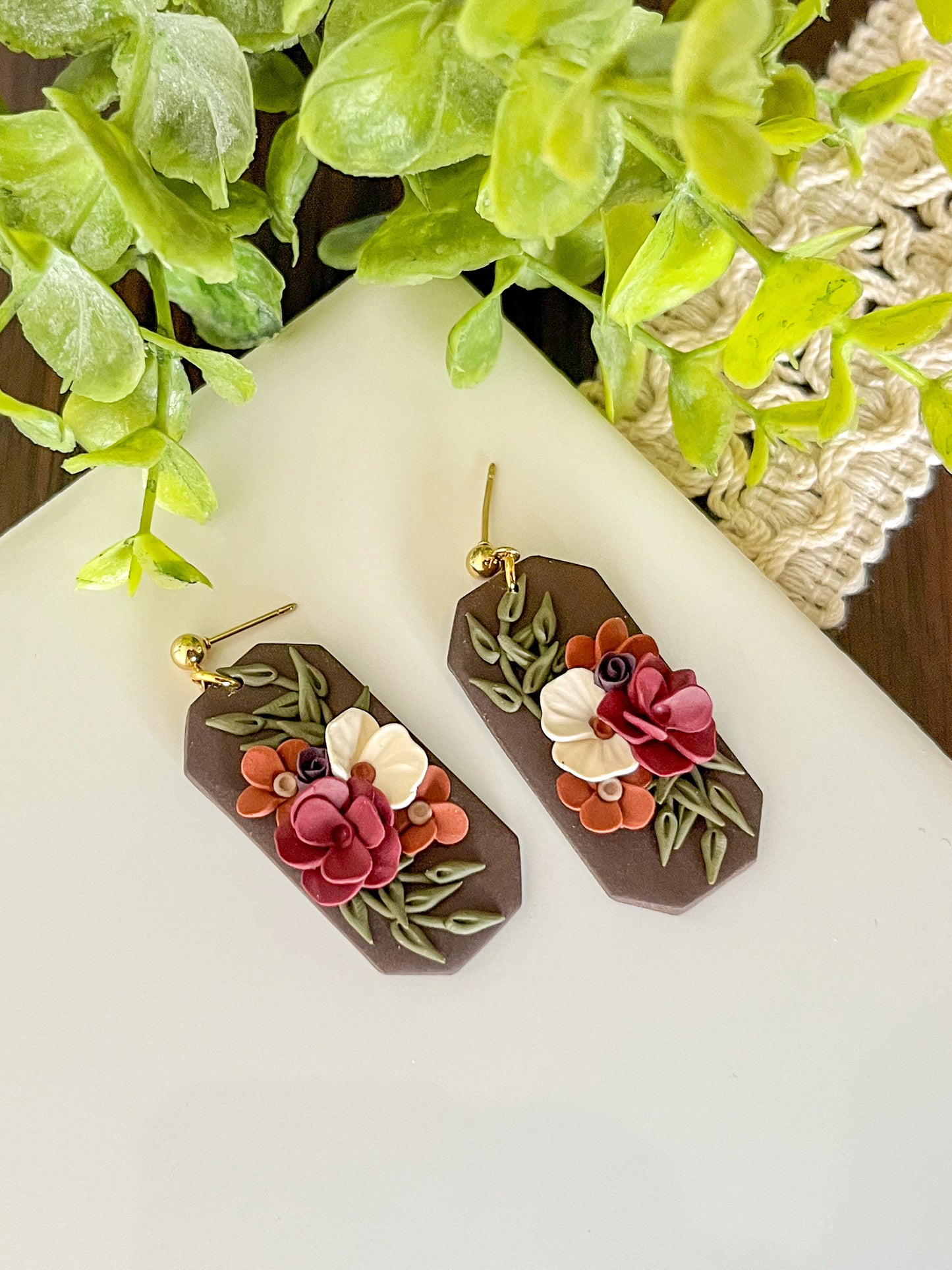 Jewel Tone Bouquet Earrings | 24k gold-plated