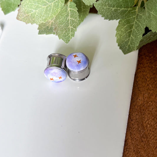 White and purple stary plug | stainless steel
